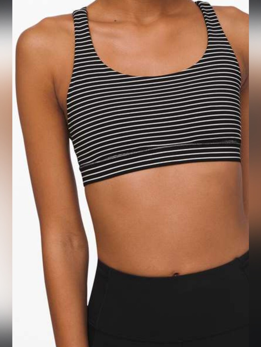 lululemon athletica Black & White Striped Scoop Sports Bra
